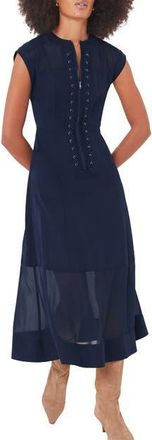 Mint Velvet Utility Front Zip Midi Dress in Blue at Nordstrom, Size 10