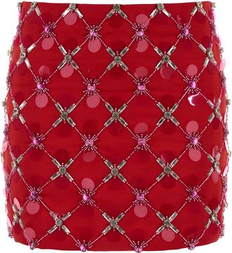 Des_Phemmes Red Satin Mini Skirt