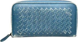 Bottega Veneta Pre-owned Vintage leren portemonnee - Dames - Vintage Accessoires - Blauw - ONE Size - Leer - Vintage