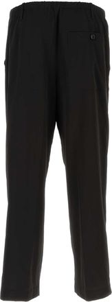 Dries Van Noten Mens Black Viscose Blend Pant Exterior: Cotton Pantaloni Trousers