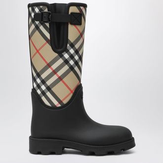 Burberry Stivali alti Marsh Stamp neri in gomma