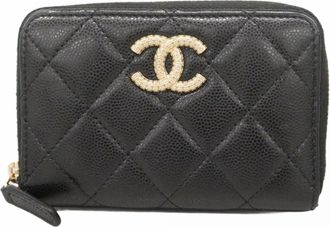 Chanel Black Grained Calfskin Coin Purse/Coin Case (Pre-Owned)