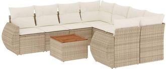 vidaXL Set De Sof&aacute;s De Jard&iacute;n 9 Pzas Con Cojines Rat&aacute;n Sint&eacute;tico Beige Vidaxl