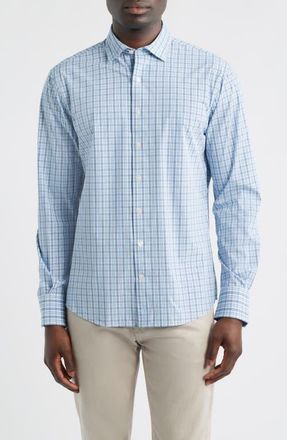 Johnnie-O Morse Check Everyday Performance Button-Up Shirt in Wake at Nordstrom, Size X-Large