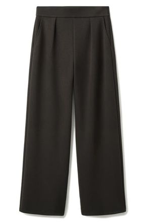 Mango Pleated Elastic Waist Pants in Chocolate at Nordstrom, Size Medium