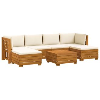 vidaXL Conjunto De Sof&aacute;s De Exterior Con Coj&iacute;n 7 Pieza Marr&oacute;n Vidaxl