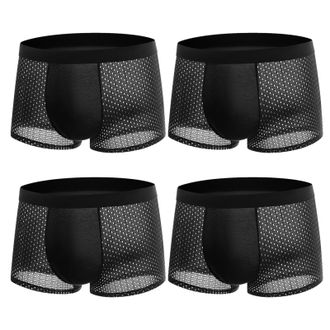 Generic Men Ice Silk Underwear (Pack of 4) Summer Bamboo Boxers Short Quick Dry Hipster Boxers Breathable Mesh Underpants Anti Chafing Underwear Pants Stretch