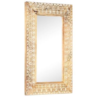 vidaXL Espejo Tallado A Mano Madera Maciza De Mango 80x50x2,6 Cm Vidaxl