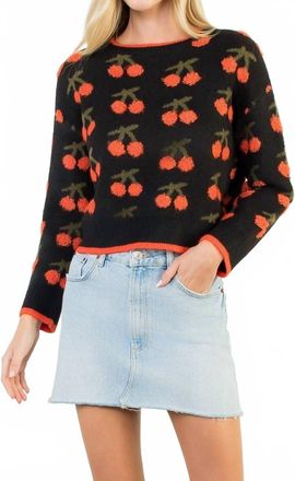 THML Clothing Cherry Crewneck Sweater In Black/red