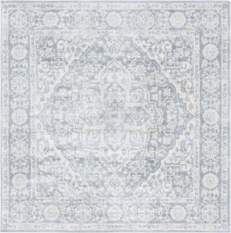 Safavieh Alfombra tradicional de polipropileno gris/blanco, 152 x 152 cm