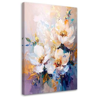 Feeby Impresi&oacute;n De Imagen Flores Brillantes En Una Composici&oacute;n Pastel Con Azul Y Dorado 80x120