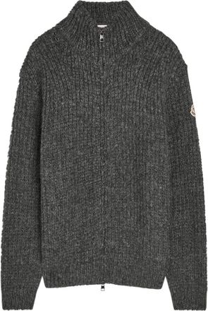 Moncler Ribbed Alpaca-blend Cardigan - Charcoal - Xxl