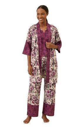 Pact Organic Staycation Short Robe in Gathered Garden at Nordstrom, Size X-Small