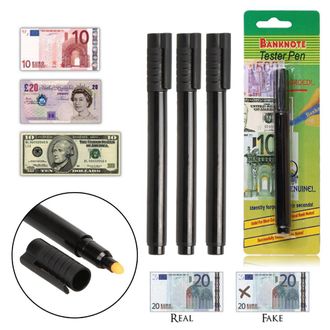 Generic Black Plastic Marker Pen Portable Counterfeit Pens for Money Test (3Pcs)