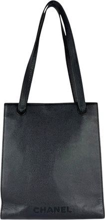 Chanel Black Leather Shoulder Bag Tote Bag (Pre-Owned)