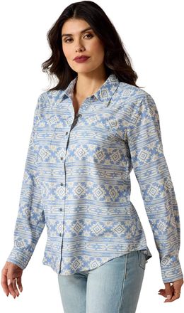 Ariat Womens Billie Jeans Western Shirt Long Sleeve in Ashleigh Blue Crystal Southwest, Size 2X-Large, by Ariat