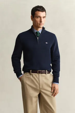 GANT Men Casual Cotton Half-Zip Sweater (XXXL) EVENING BLUE