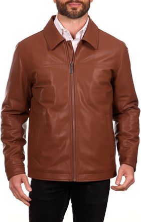 Perry Ellis Classic Leather Jacket in Cognac at Nordstrom Rack, Size Xx-Large
