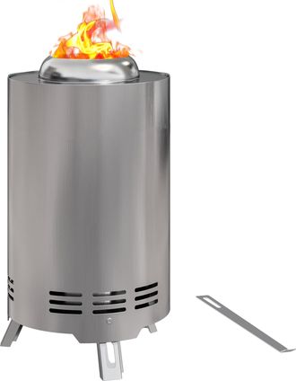 OUTSUNNY Stainless Steel Smokeless Wood Burning Firepit Garden Fire Pit - Silver | TJ Hughes