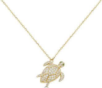 Sabrina Designs 14K 0.64 Ct. Tw. Diamond & Emerald Pendant Necklace