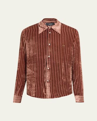 Amiri Mens Velvet Stripe Dress Shirt