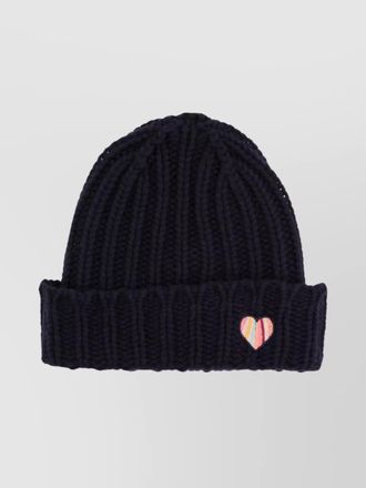 Paul Smith heart patch ribbed knit turn-up cuff hat