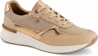 Andrea Womens Metallic Oxford Sneaker In Beige