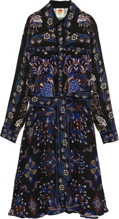 Farm Rio Abito Arabesque midi con cintura - Nero