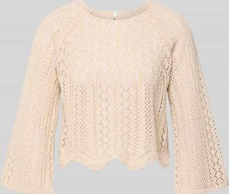 Only Cropped Pullover aus Baumwoll-Mix Modell NOLA in Sand, Gr&ouml;&szlig;e XL
