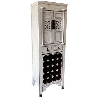 Wanderlust Deco Armario botellero de madera blanco 55x45x170