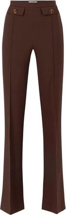 Elisabetta Franchi Double Crepe Palazzo Broek - Dames - Wijde Broeken - Bruin - 2XL - Leer - Broeken