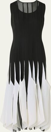 Akris Sleeveless Panama Silk Organza Seamed Midi Dress