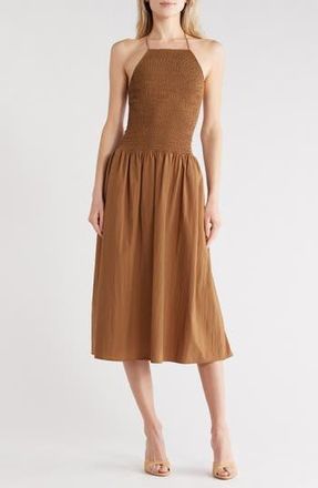 Rails Leslie Halter Neck Smock Midi Dress in Sepia at Nordstrom Rack, Size X-Large