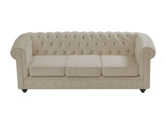 Vente-Unique Divano 3 posti in Velluto Beige - CHESTERFIELD