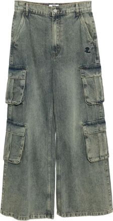 Izzue logo embroidered cargo jeans - Blue