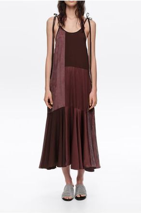 Bimba & Lola Fluid Patchwork Strappy Dress in Brown at Nordstrom, Size Medium