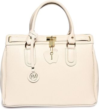 Roberta M Beige Rundleer Tas