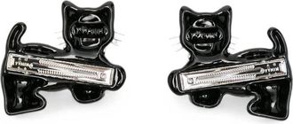 Yvmin Cat-Shaped Floral Print Hair Clip - Black