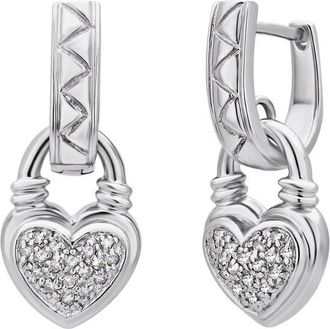 DiamondMuse 0.25 cttw Round White Diamond Womens Lock Earring in Sterling Silver White (I-J, I2-I3)
