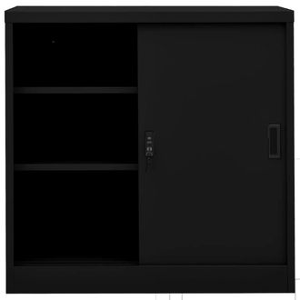 Berkfield Home Office Cabinet with Sliding Door Black 90x40x90 cm Steel | Size: 90 x 40 x 90 cm