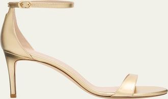 Stuart Weitzman Nudist II Metallic Ankle-Strap Sandals