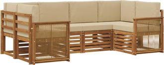 vidaXL Conjunto De Sof&aacute;s De Exterior 5 Uds. Natural Vidaxl