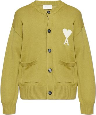 Ami Cardigan met Zakken - Heren - Vesten - Groen - 2XL - Katoen - Truien & Vesten