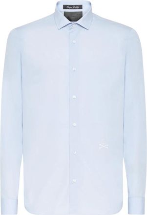 Philipp Plein Heren, Overhemden, Blauw, Maat: S Katoen