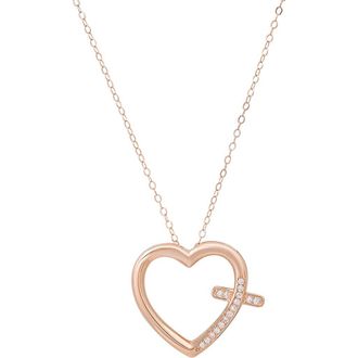 Queen Jewels Cubic Zirconia Heart Cross Pendant Necklace in Rose Gold at Nordstrom Rack