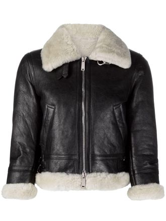 Dsquared2 cropped shearling jacket - women - Sheep Skin/Shearling/Sheepskin/Polyester/Polyester/Cotton - 38 - Black
