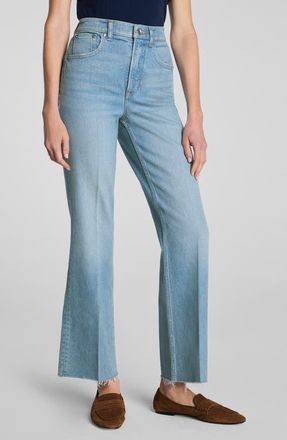 Spanx Raw Hem High Waist Crop Kick Flare Jeans in Seaside Blue at Nordstrom, Size 2X