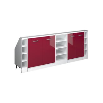 Vicco Armario De Cocina Para Techo Inclinado R-line, Rojo Brillo Intenso/blanco, 210 Cm Lote De 5, Vicco