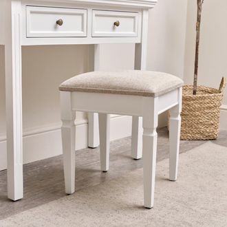 Melody Maison White Cushioned Dressing Table Stool - Daventry White Range
