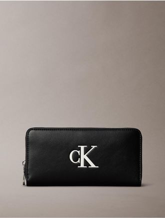 Calvin Klein Womens Bold Monogram Long Zip Wallet - Black